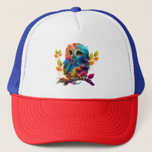 CASQUETTE CHOUETTE ABSTRAIT COLORÉ