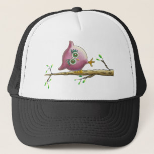 Casquette Chouette drôle et mignonne sur une branche
