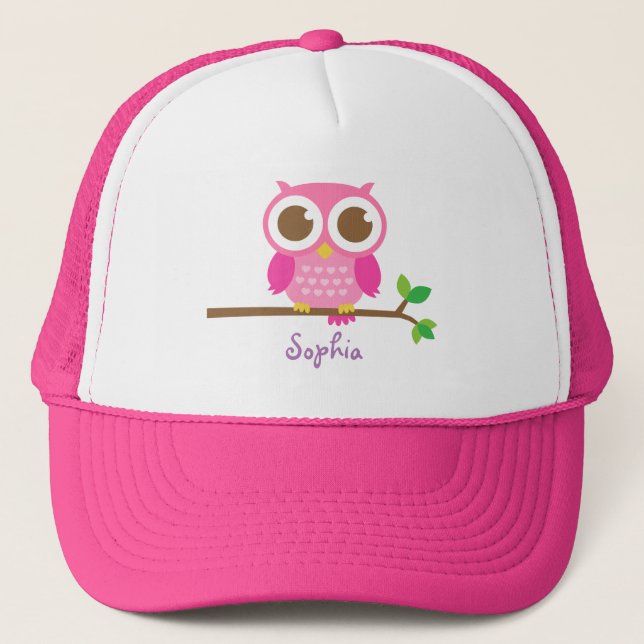 Casquette Chouette Rose Féminine Mignonne Pour Filles (Devant)