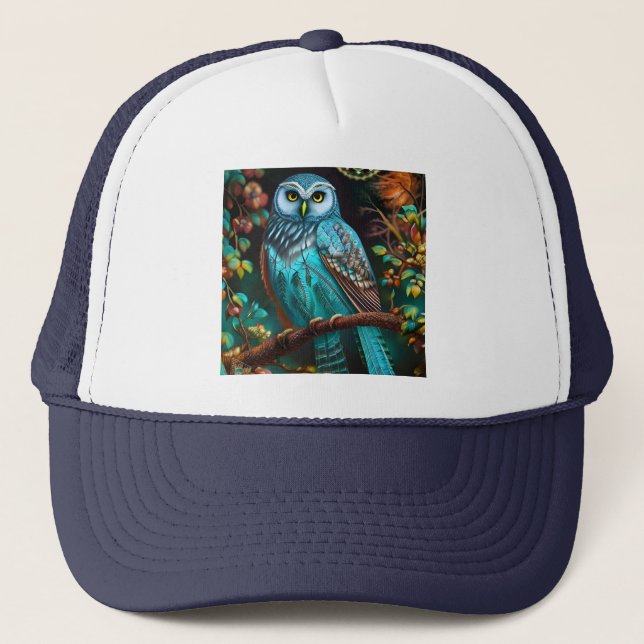 Casquette Chouette turquoise (Devant)