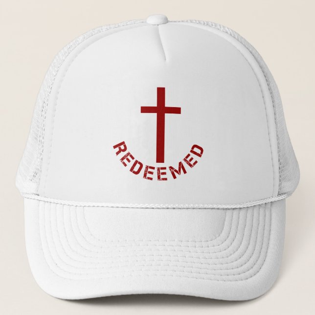 Casquette Christian Redeemed Cross and Red Text Design (Devant)