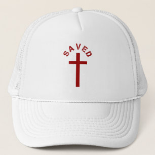 Casquette Christian Saved Croix rouge et conception de texte