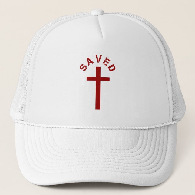 Casquette Christian Saved Croix rouge et conception de texte (Devant)
