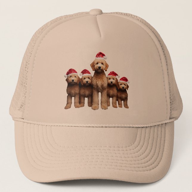 Casquette Christmas Goldendoodle, équipage de Xmas Labradood (Devant)