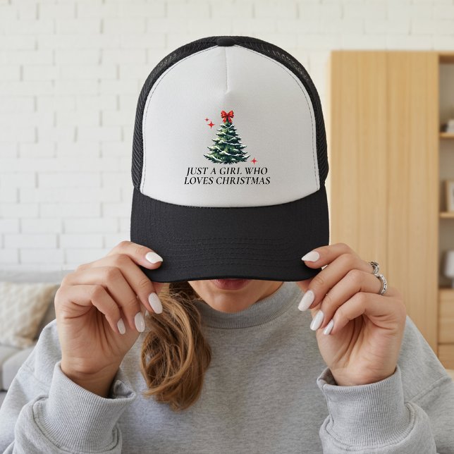Casquette Christmas Hat for Her | Just a Girl Who Loves Xmas (christmas trucker hat, christmas tree hat, christmas baseball cap, holiday gift for her,)