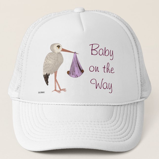 Casquette Cigogne classique (rose) 2 (baby shower) (Devant)