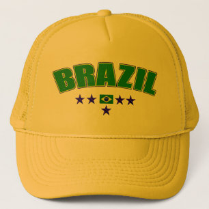 Casquette cinq étoiles de logo du Brésil de jaune