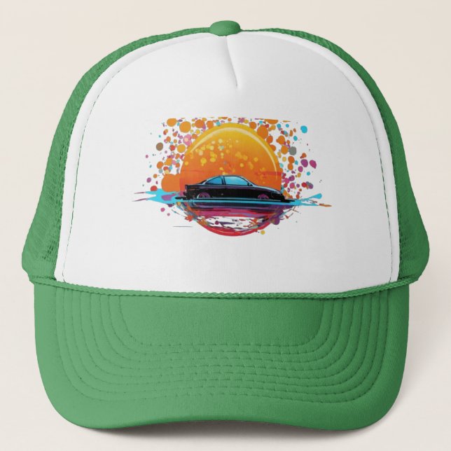 Casquette Circle Splash avec conception de voiture Imprimer  (Devant)