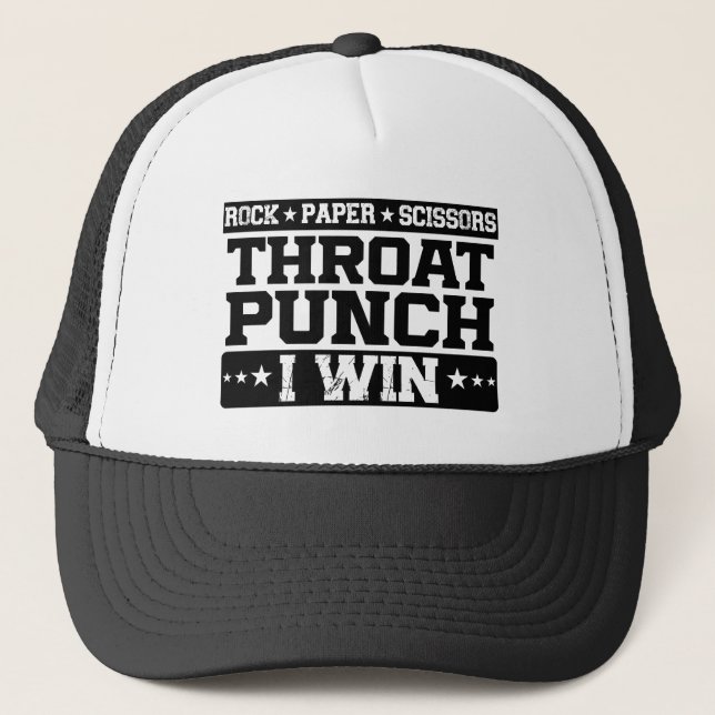 Casquette Ciseaux de papier rock Throat Punch I Win, Drôle (Devant)