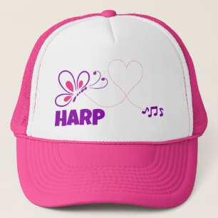 Casquette Cithare d'amour rose papillon violet cœur