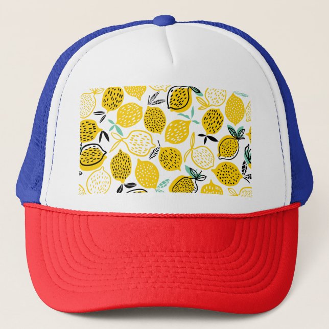 Casquette Citron Design été Illustration Vintage (Devant)