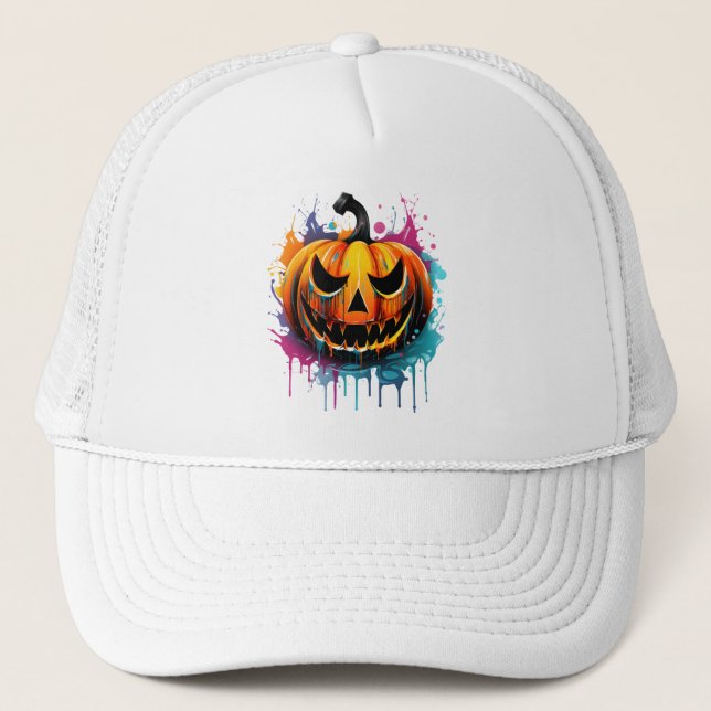 Casquette Citrouille de couleur de splash d'Halloween (Devant)