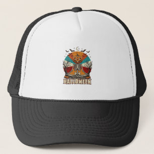 Casquette Citrouille de méditation d'Halloween Squelette Rét