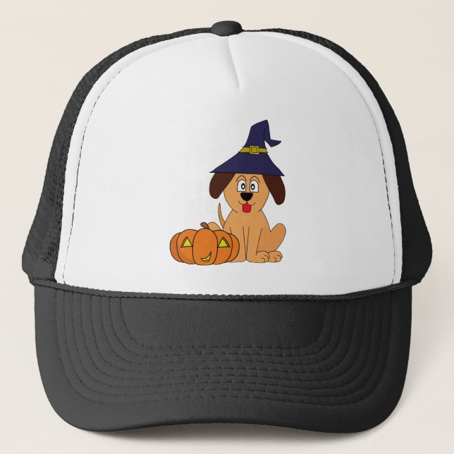 Casquette Citrouille de sorcière de chien Halloween (Devant)