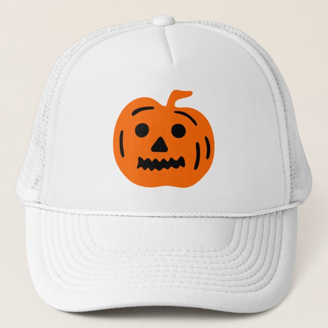 Casquette Citrouille d'Halloween orange et noir Jack-O-Lante (Devant)