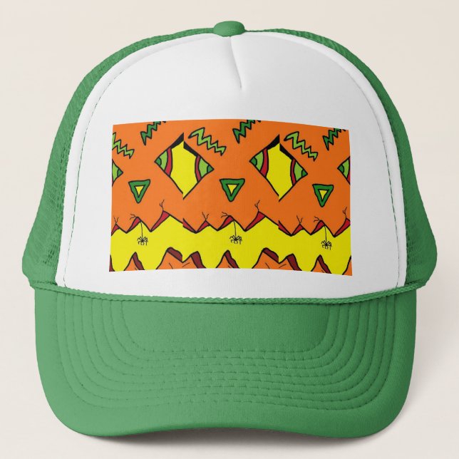 Casquette Citrouille Halloween Jack-O-Lantern & Spider Casqu (Devant)
