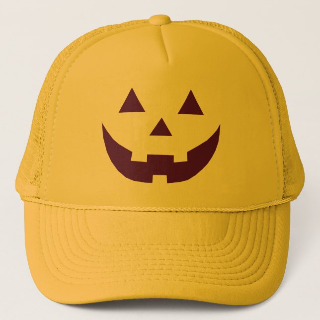 Casquette Citrouille Jack-o'-lantern jaune violet d'Hallowee (Devant)