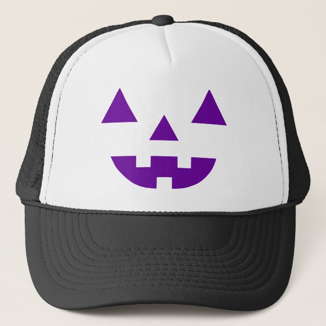 Casquette Citrouille Visage Lanterne Jack Halloween Violet (Devant)