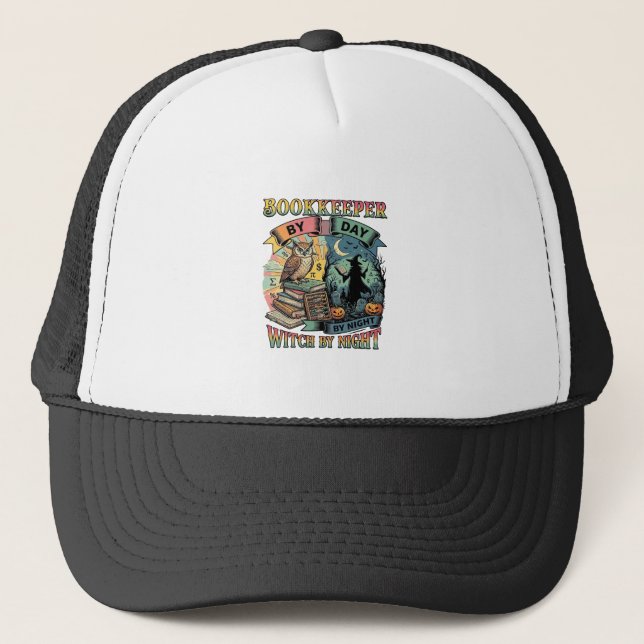 Casquette Citrouilles Livres de sorcière de jour de comptabl (Devant)