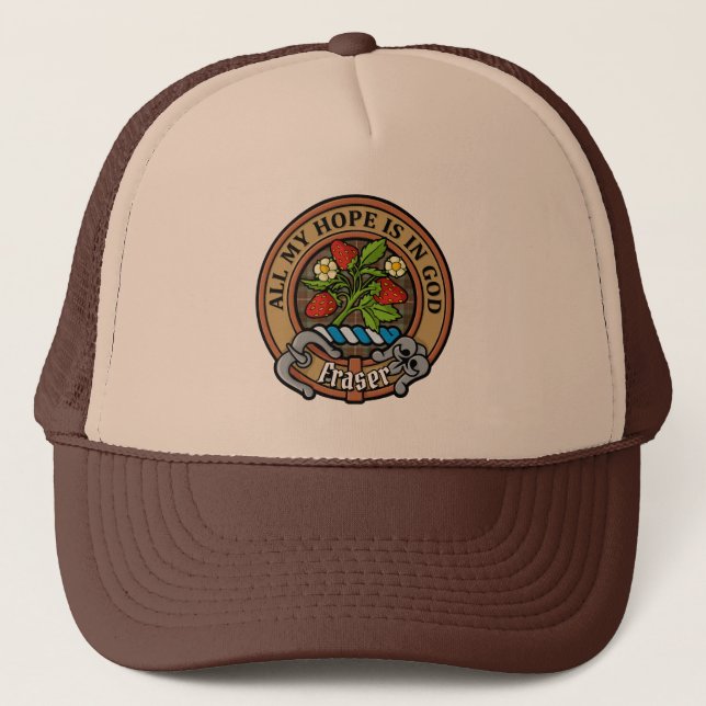 Casquette Clan Fraser Crest sur la chasse Tartan Patiné (Devant)