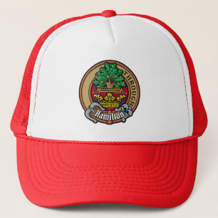 Casquette Clan Hamilton Crest sur Red Tartan Trucker Hat