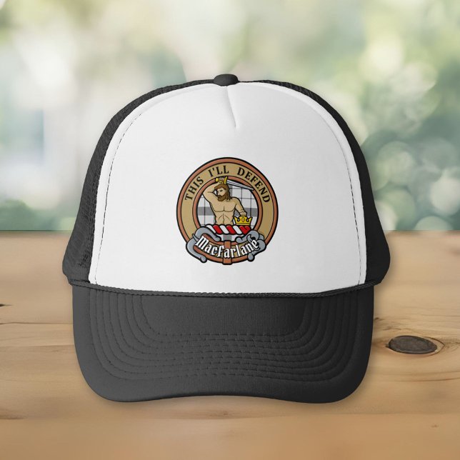Casquette Clan MacFarlane Crest sur tarte noir et blanc (Créateur téléchargé)