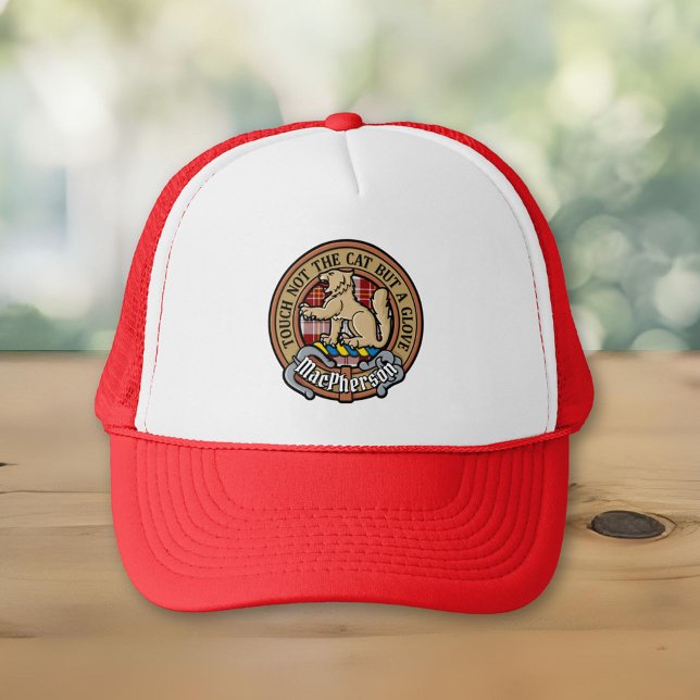 Casquette Clan MacPherson Crest sur la robe rouge Tartan (Créateur téléchargé)