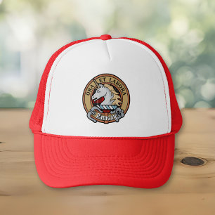 Casquette Clan Ramsay Crest sur Red Tartan