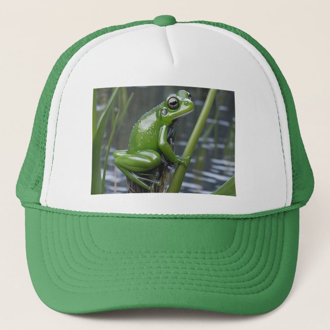 Casquette "Clarté cristalline : Grenouille verte en verre su (Devant)