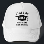 Casquette Classe de fin d'études secondaires 2025<br><div class="desc">Classe de 2025 camionneur de fête de fin d'études secondaires chapeau. Cool idée cadeau bon marché pour les étudiants de deuxième cycle, les seniors, les diplômés de collège, les étudiants d'université, etc. Des cadeaux personnalisés pour lui et elle. Logo de casquette de goût de graduation avec modèle de texte personnalisable....</div>