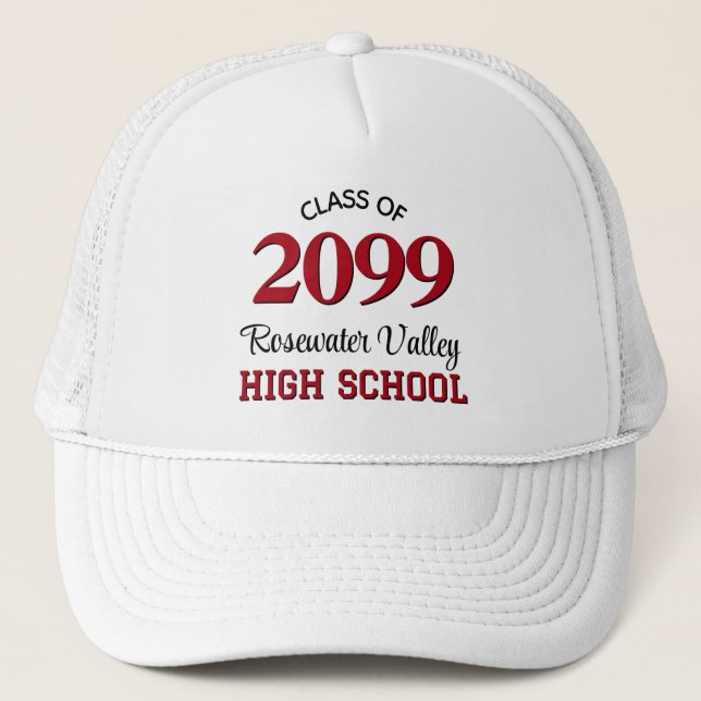 Casquette Classe de l'année Couleurs de l'école Rouge Noir (Devant)