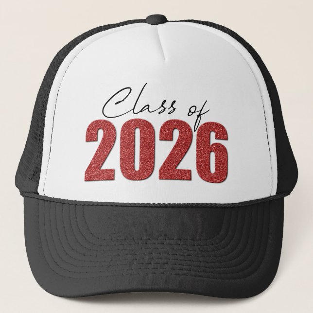 Casquette Classe Parties scintillant rouge de 2026 (Devant)