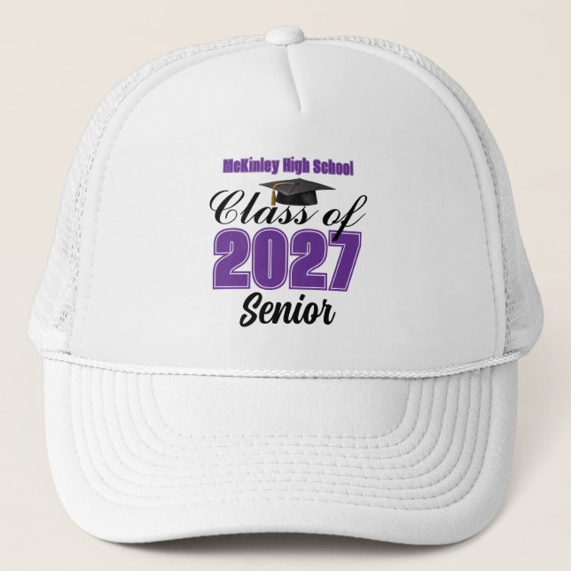 Casquette Classe pourpre de 2027 Senior sur mesure Lycée (Devant)