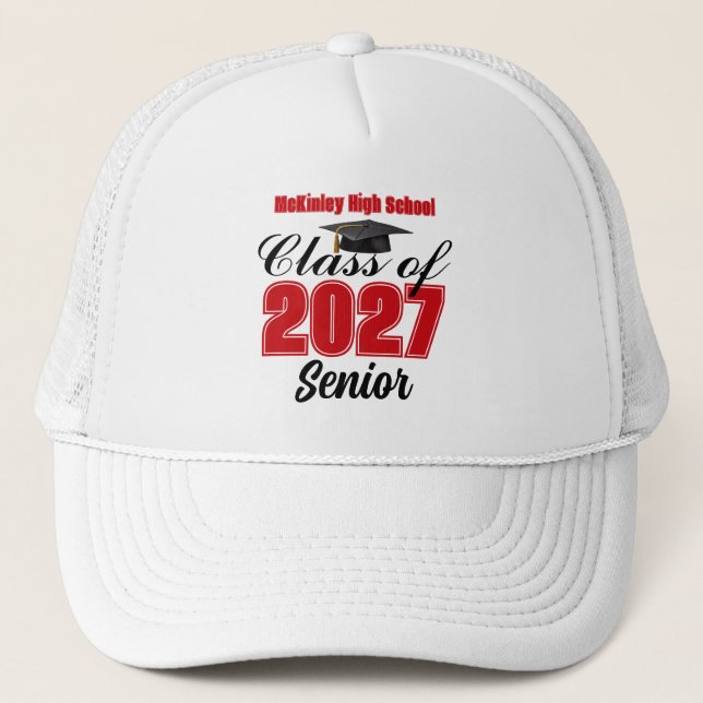 Casquette Classe rouge de 2027 Senior Custom High School (Devant)