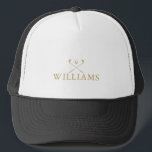 Casquette Classic Gold Nom personnalisé Clubs de golf<br><div class="desc">Personnalisez le nom dans la typographie classique de l'or pour créer un cadeau de golf unique et garder le saké pour n'importe quel golfeur. Conçu par Thisisnotme©</div>