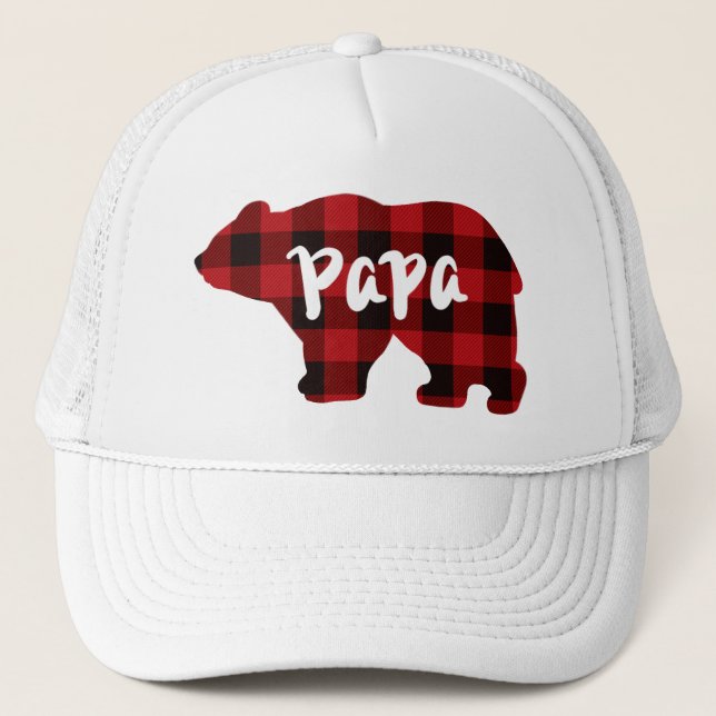 Casquette classique rouge noir plaid cadeau ours de pavot po (Devant)