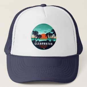 Casquette Clearwater Beach Floride Palm Tree Souvenirs 60s