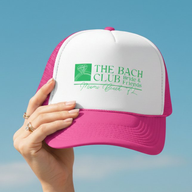 Casquette Club Bach Moderne Rose Enterrement de Vie de Jeune (Modern Bach Club Pink Bachelorette Trucker Hat)