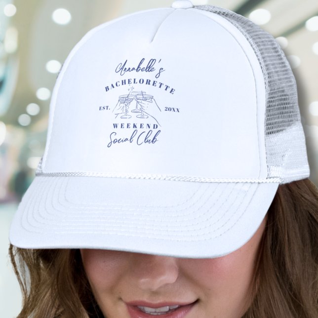 Casquette Club Social Enterrement de Vie de Jeune Fille Prép (Social Club Preppy Bachelorette Party Trucker Hat)