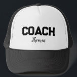Casquette Coach Nom Personnalisé Typographie Personnalisée<br><div class="desc">Coach Nom Personnalisé Typographie Chat De Trucker Personnalisé</div>