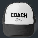 Casquette Coach Nom Personnalisé Typographie Personnalisée<br><div class="desc">Coach Nom Personnalisé Typographie Chat De Trucker Personnalisé</div>