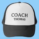 Casquette Coach Nom Personnalisé Typographie Personnalisée<br><div class="desc">Coach Nom Personnalisé Typographie Chat De Trucker Personnalisé</div>