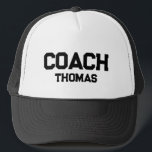 Casquette Coach Nom Personnalisé Typographie Personnalisée<br><div class="desc">Coach Nom Personnalisé Typographie Chat De Trucker Personnalisé</div>