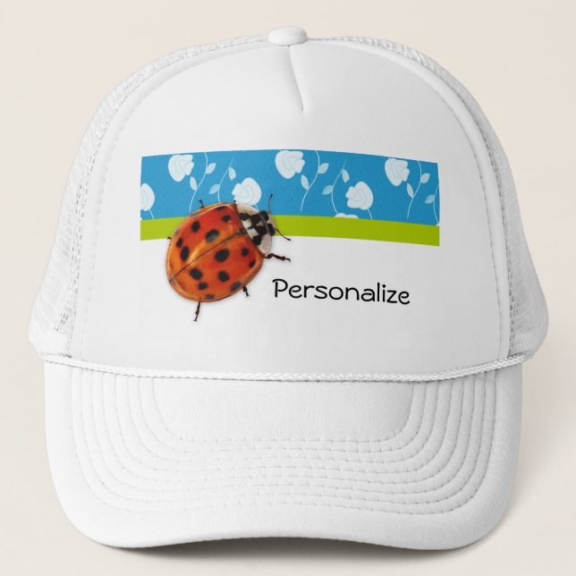 Casquette Coccinelle florale bleue à la mode avec le nom (Devant)