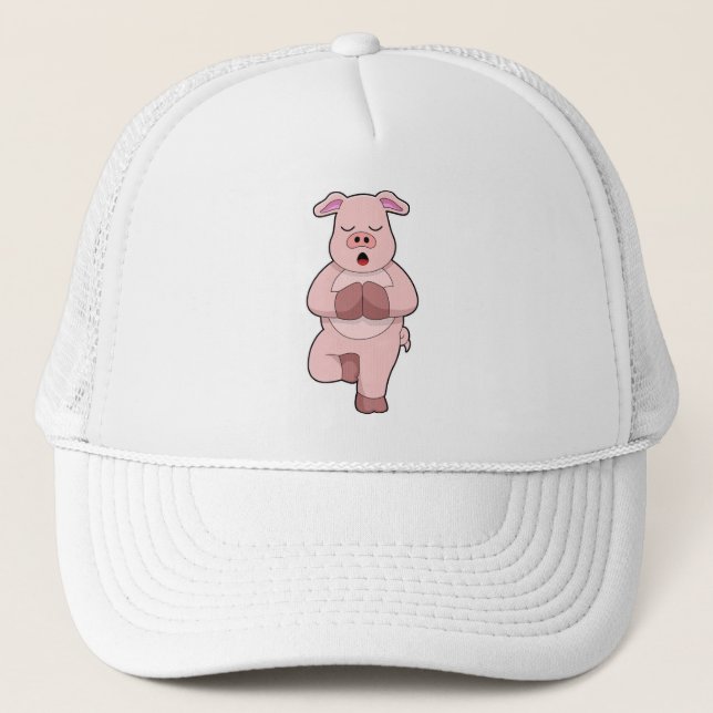 Casquette Cochon au Yoga sur une jambe (Devant)