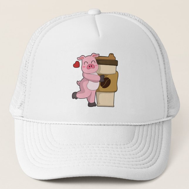 Casquette Cochon avec café pour aller (Devant)