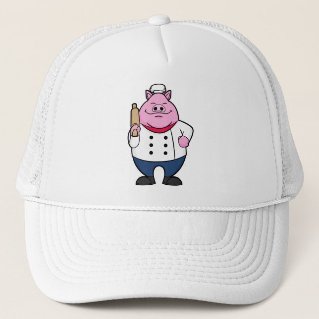 Casquette Cochon comme cuisson avec broche à rouleaux (Devant)