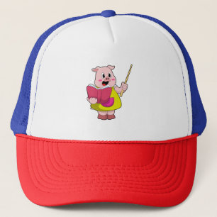Casquette Cochon comme enseignant avec livre