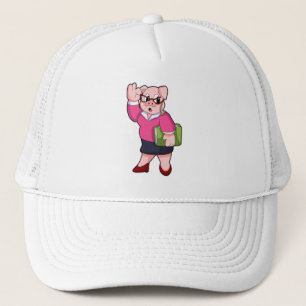 Casquette Cochon en tant que secrétaire avec lunettes