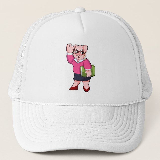 Casquette Cochon en tant que secrétaire avec lunettes (Devant)